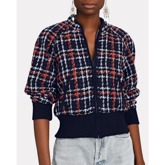 💕MOTHER💕 The Mock Neck Ribbed Jacket ~ Beat By Beat Medium M NWT Plaid 80s - Picture 2 of 16